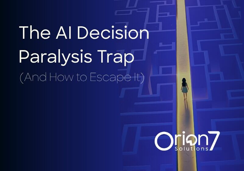 Visual metaphor of a woman walking through a maze with a glowing path, representing AI decision paralysis in customer experience strategy.